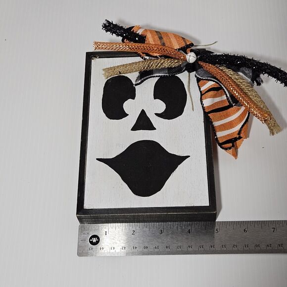 Jack O' Lantern 5x7 Wood Frame Face Halloween Decor‎ - Picture 4 of 5